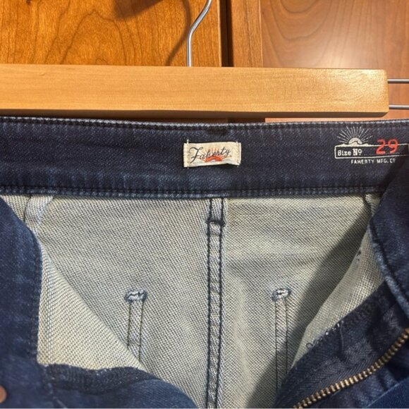 FAHERTY Stretch Terry Patch Pant in a dark wash - Picture 3 of 4